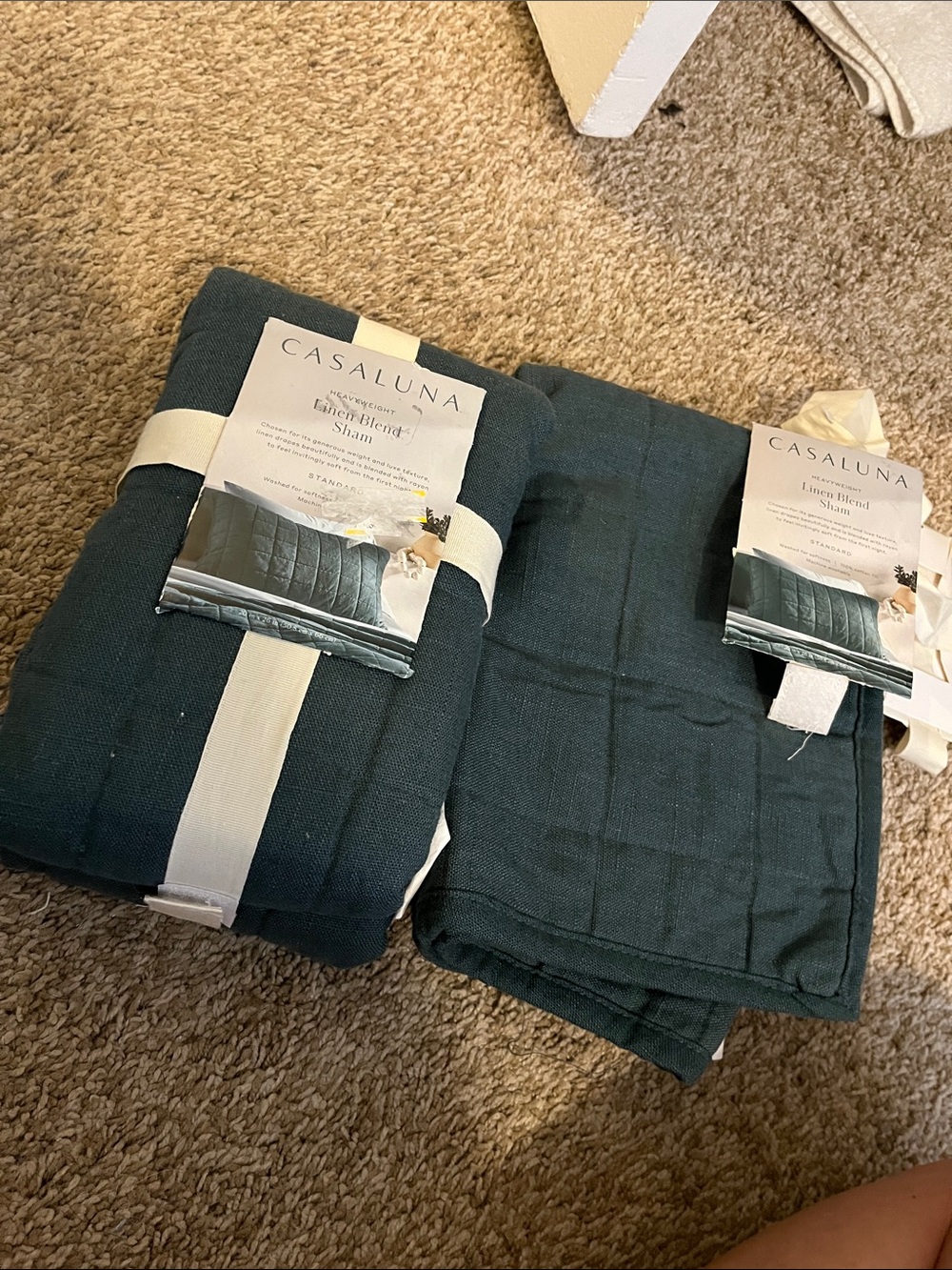Casaluna Linen-Blend Standard Pillow Sham Pair in Teal-Green